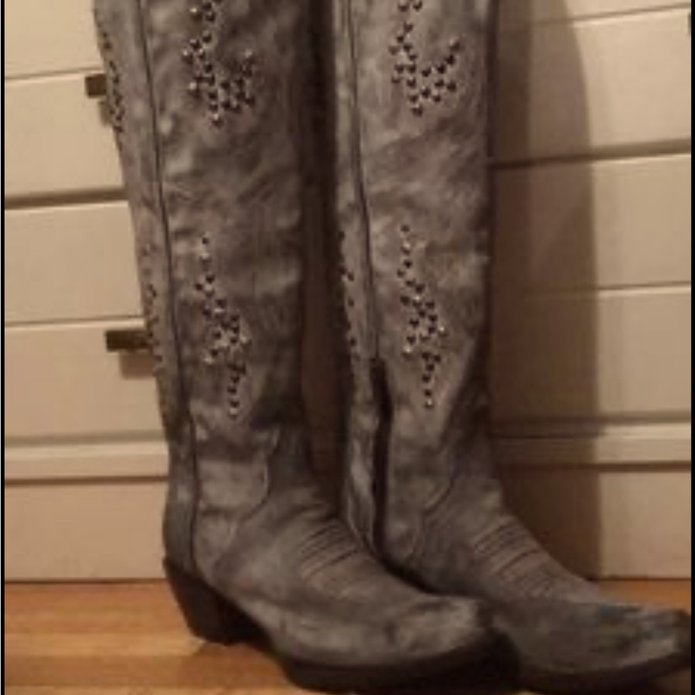 Corral Leather over the knee cowboy boots 7 1/2